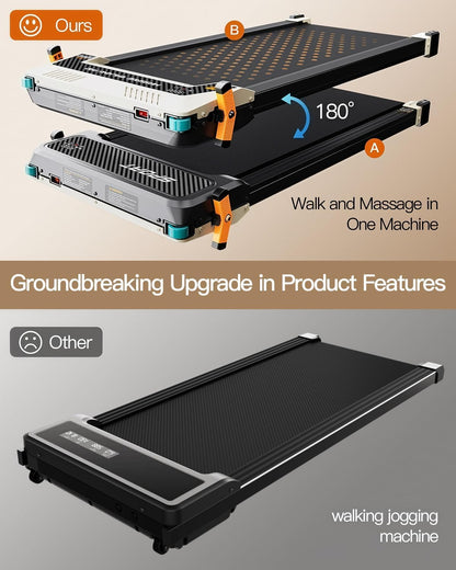 Dual-Sided Walking Pad with Incline - 2in1 Home Treadmill