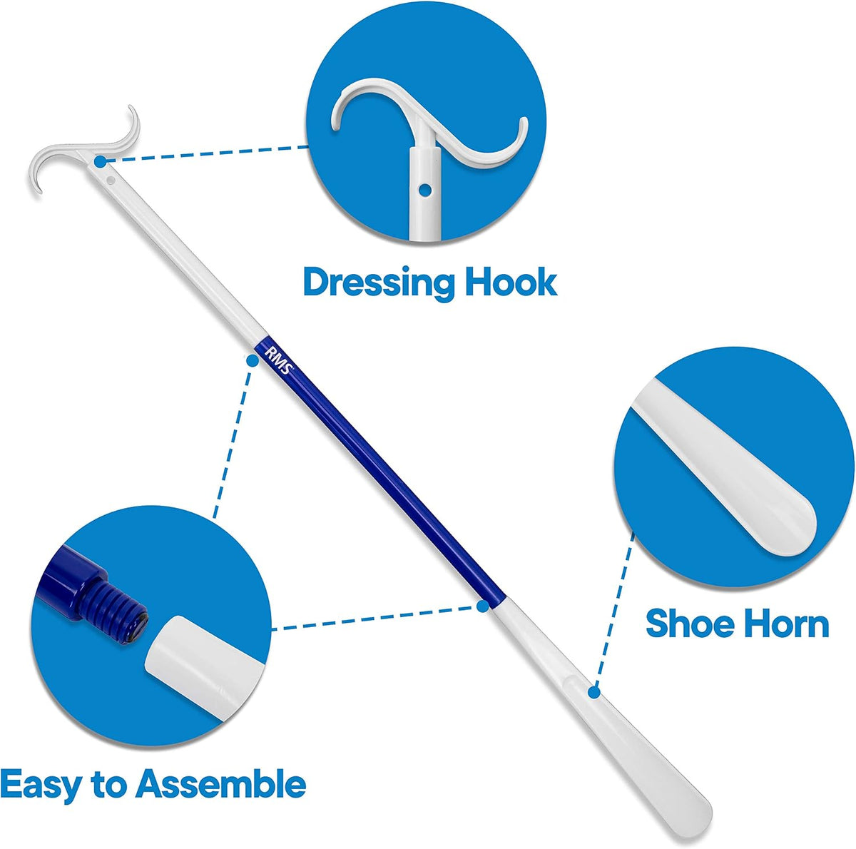 35.5 Inch Dressing Stick with Sock Remover & Shoe Horn