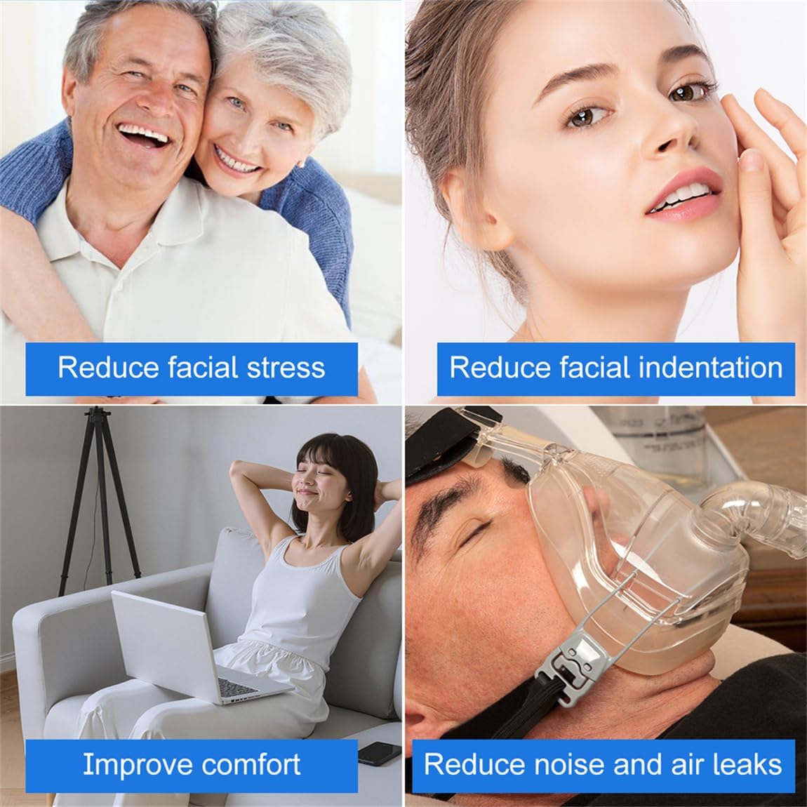 CPAP Mask Liners 4-Pack - Soft Reusable Full Face Cushions
