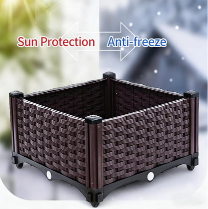3-Grid Elevated Raised Garden Bed with Drainage System