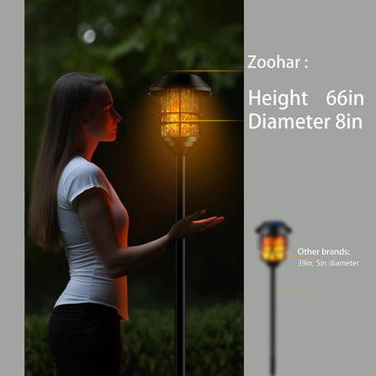 Solar Flame Pathway Lights - Metal Waterproof LED Garden Decor