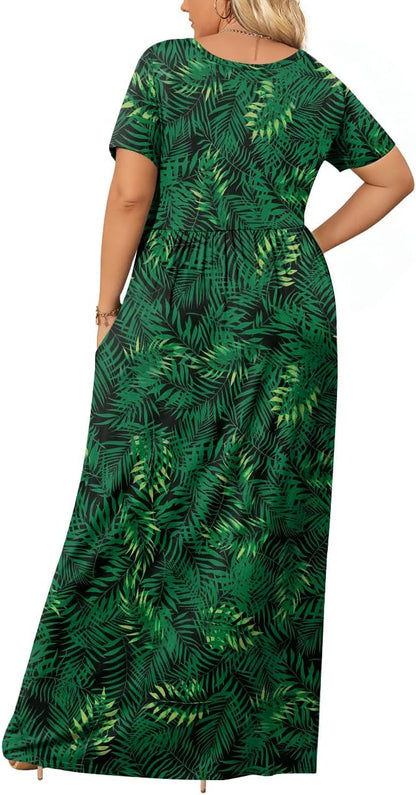 Plus Size Maxi Dress with Pockets - Breathable Summer Comfort