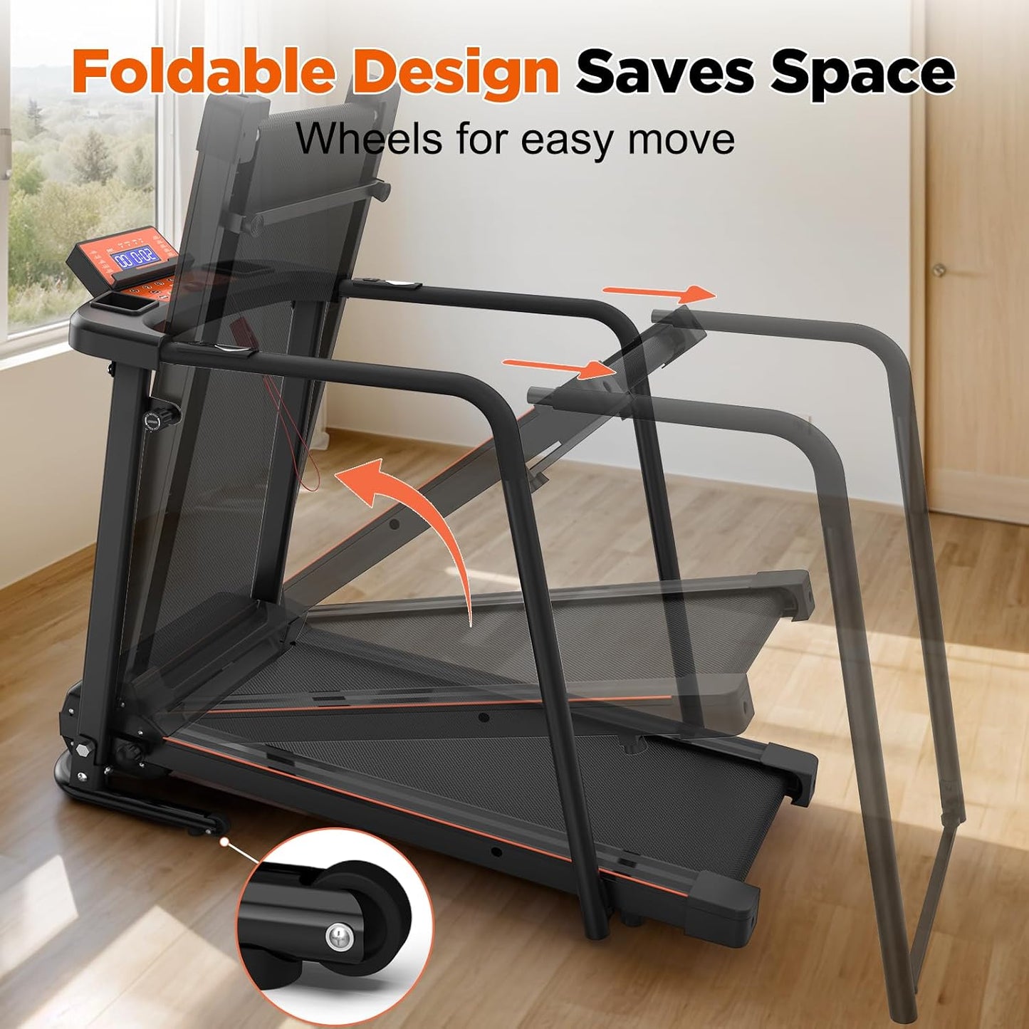 Walking Treadmill with Extended Handrails & APP Control