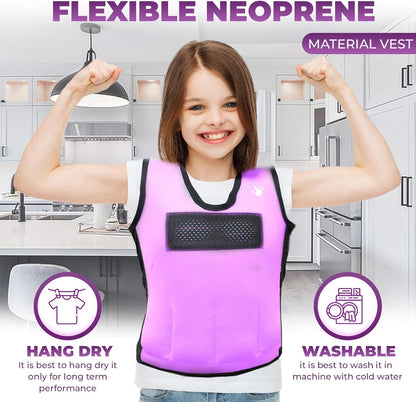 Kids Weighted Sensory Compression Vest - Calming Purple Design
