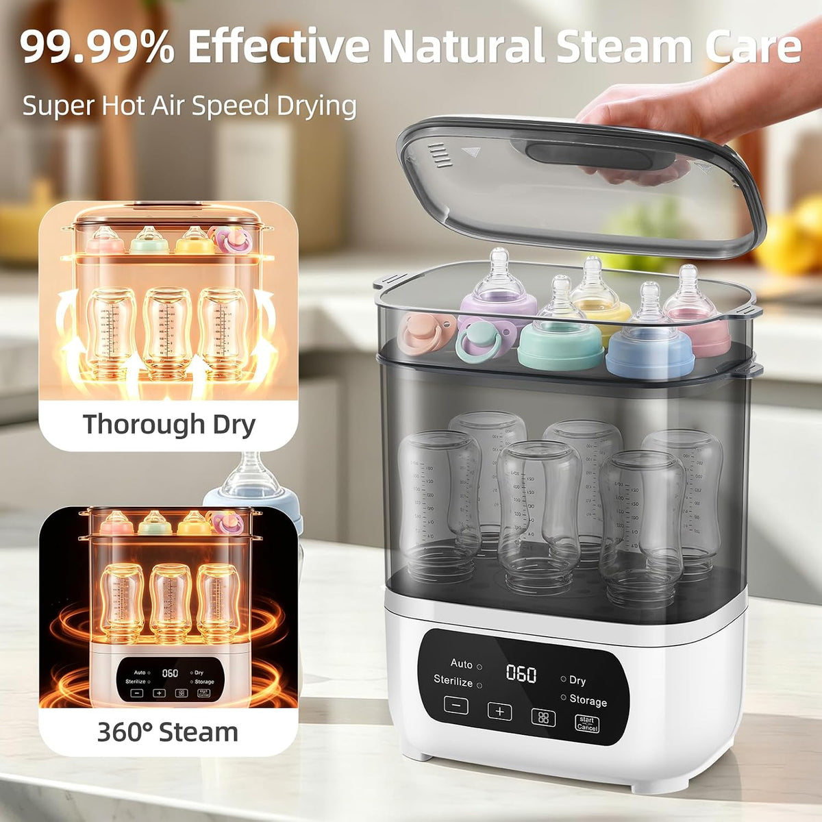 4-in-1 Baby Bottle Steamer & Dryer with Auto Shut-Off