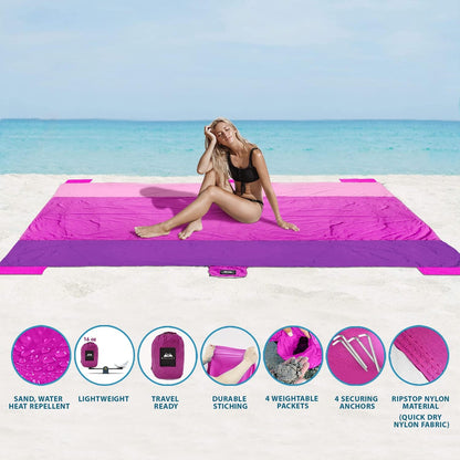 Premium Waterproof Sandproof Beach Blanket 9x10 Ft - 8 Person