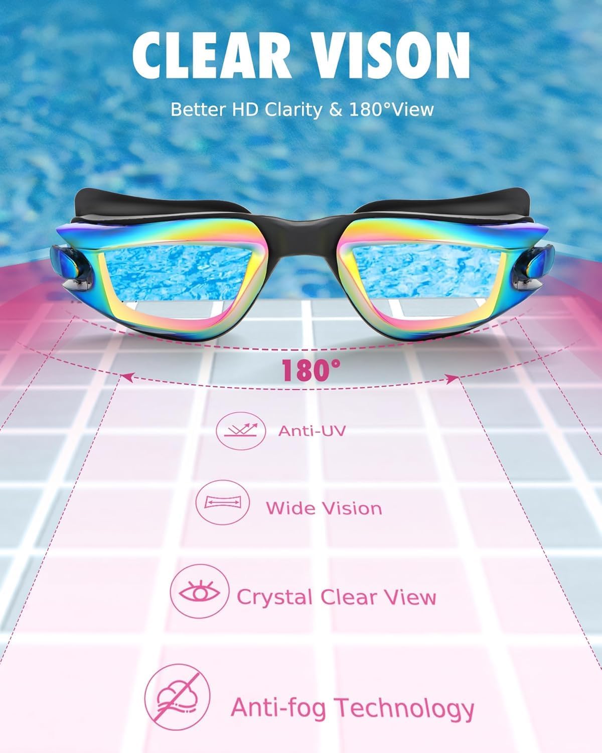 Premium Kids Swim Goggles with Anti-Fog & UV Protection