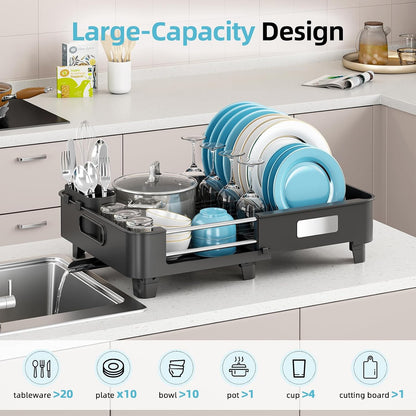 Extendable Dish Drying Rack for Small Kitchen Counters