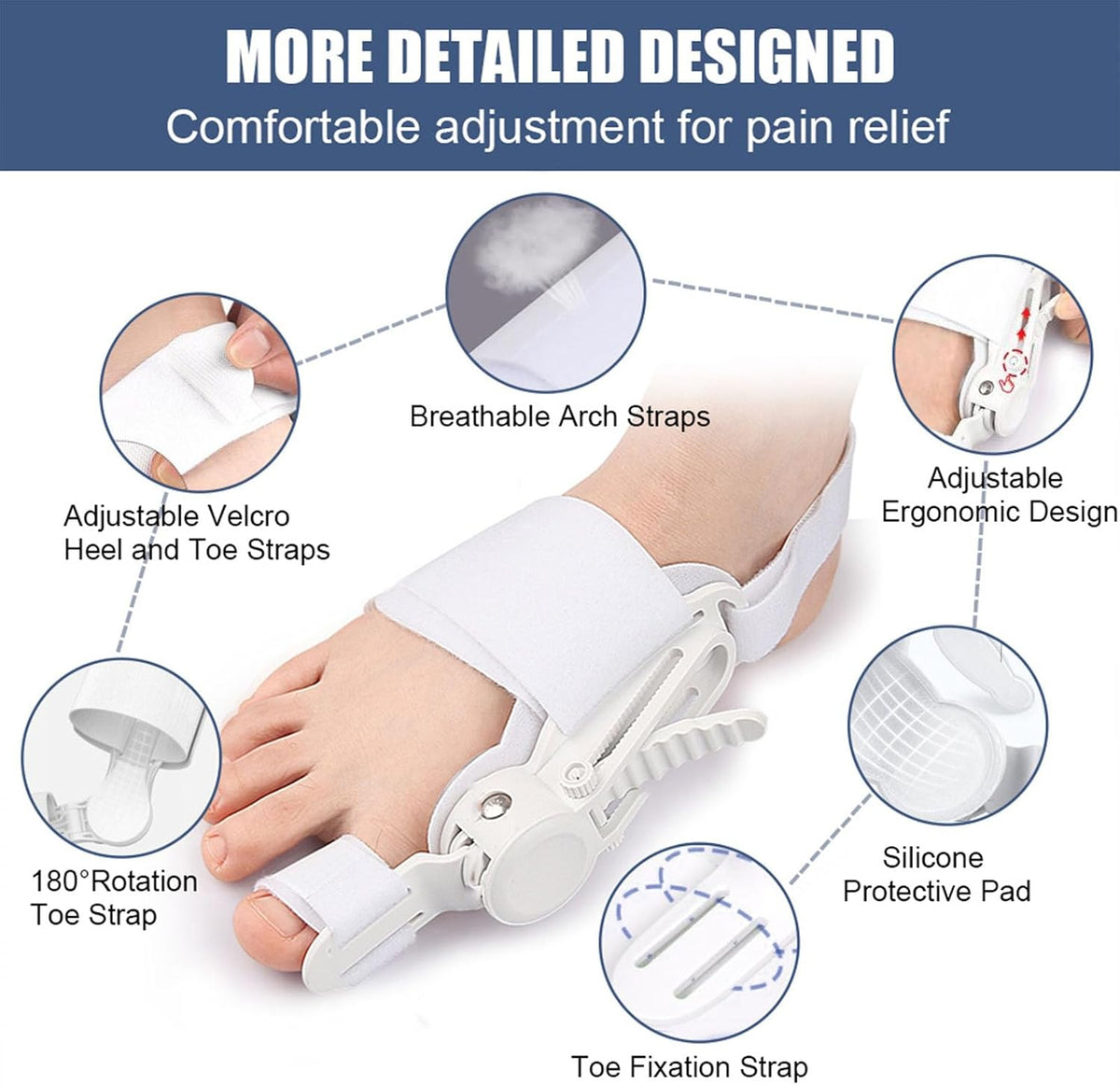 Nighttime Toe Alignment Splint with ABS Support | 2-Pack