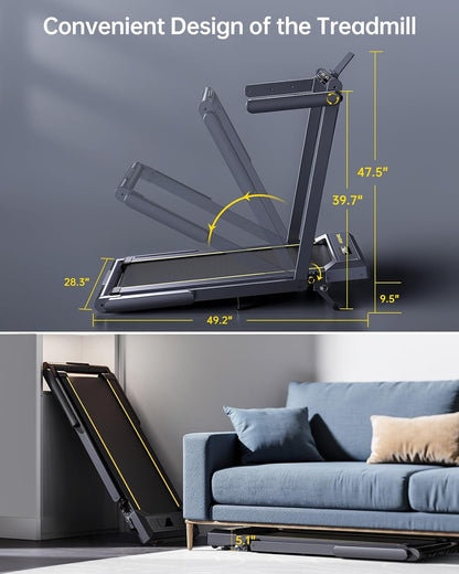 4-in-1 Foldable Treadmill with 12% Incline & App Control