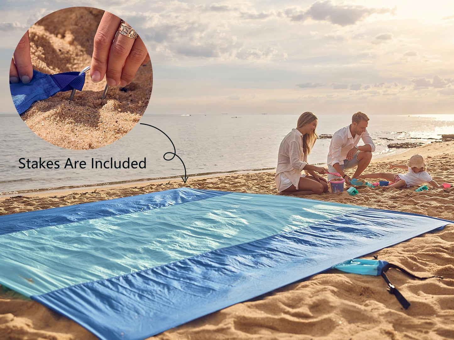 Sandproof Waterproof Beach Blanket - Extra Large & Compact