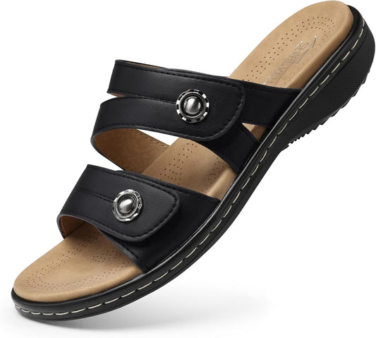 Women's Arch Support Sandals - Adjustable Wide Fit Flats