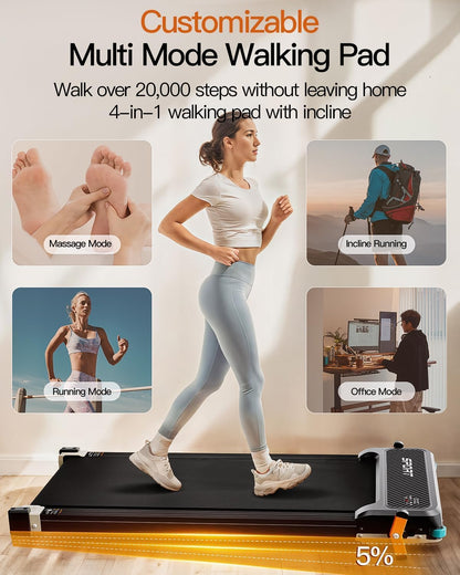 Dual-Sided Walking Pad with Incline - 2in1 Home Treadmill