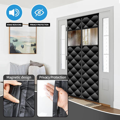 Magnetic Thermal Insulated Door Curtain with Detachable Windows