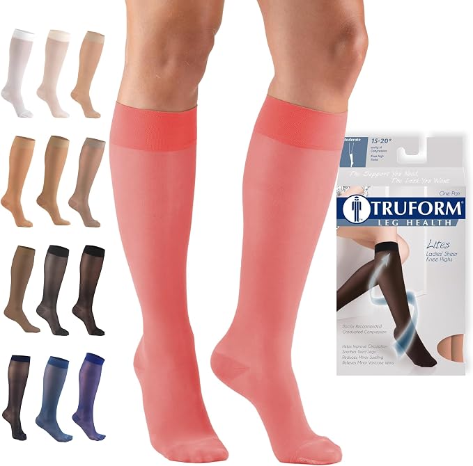 Sheer Compression Stockings 15-20 mmHg Knee High for Women