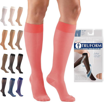 Sheer Compression Stockings 15-20 mmHg Knee High for Women