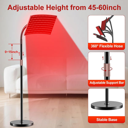 Red Light Therapy Panel with Stand - 660nm & 850nm LEDs