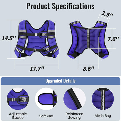 Zeerun Weighted Vest, 6Lb/8Lb/10Lb/12Lb/15Lb/18Lb/20Lb/24Lb/30Lb for Men Women, Reflective Stripe Adjustable Buckle, Comfortable Durable Rucking Vest for Walking Running Strength Training