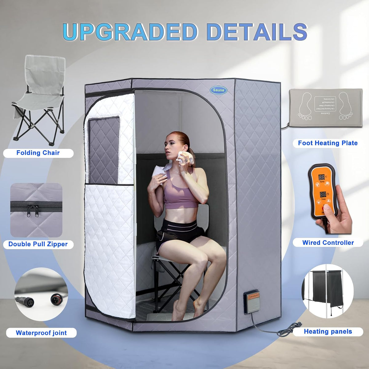 Portable Infrared Sauna Tent with Heating Foot Pad & Chair