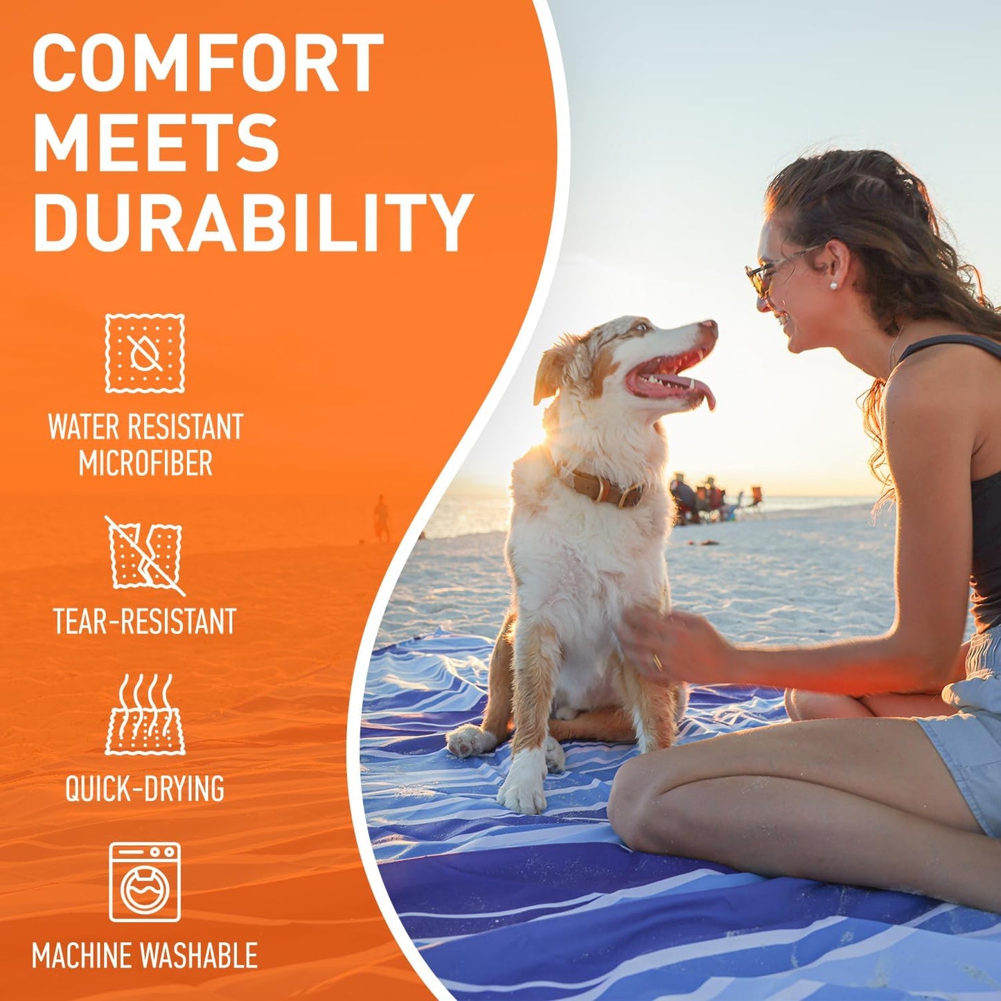 Waterproof Sandproof Beach Blanket 80x80 & 10x9 | Premium Mat