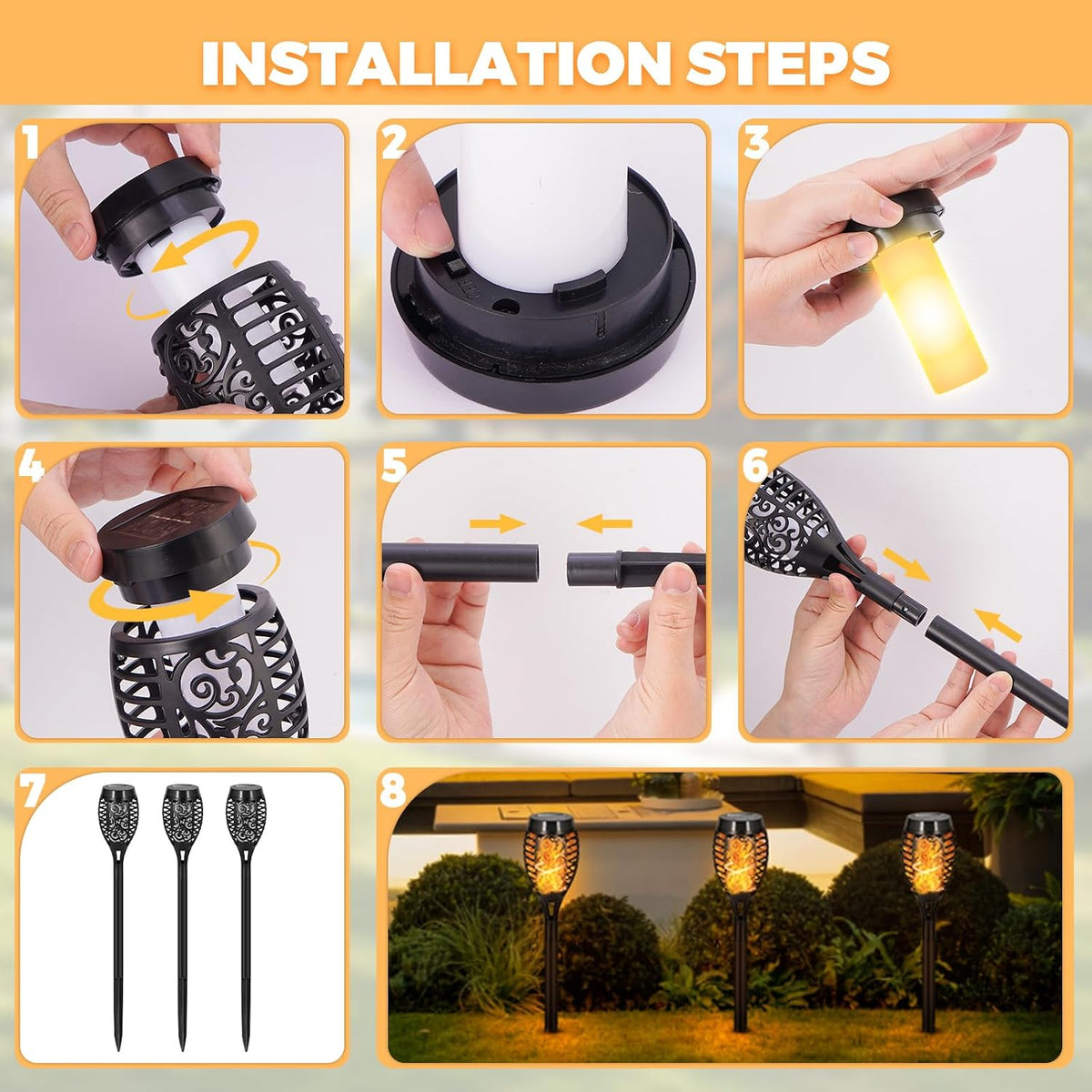 Solar Pathway Lights Outdoor - 8 or 12 Pack LED Torches
