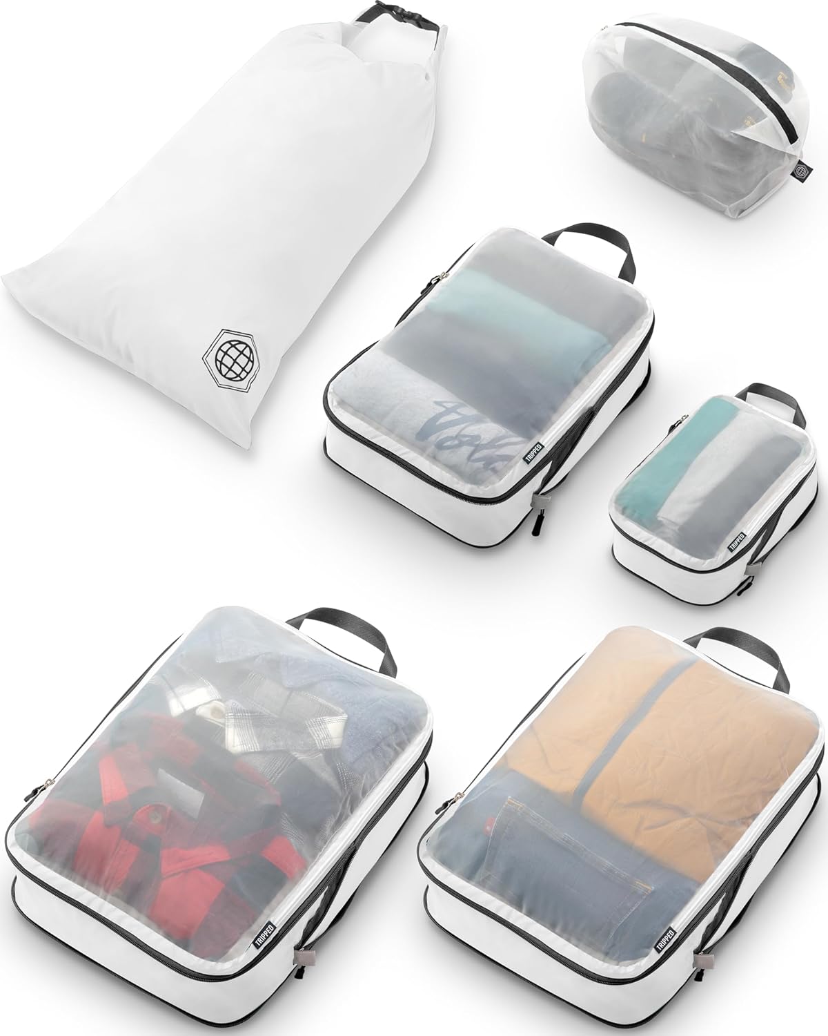 Large Compression Packing Cubes 6-Piece Set with Mesh