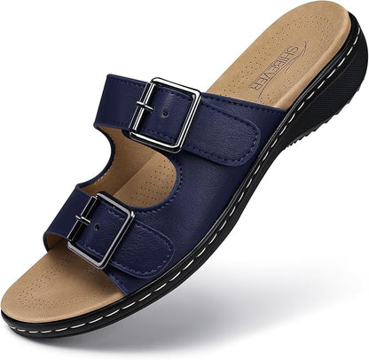 Women's Arch Support Sandals - Adjustable Wide Fit Flats