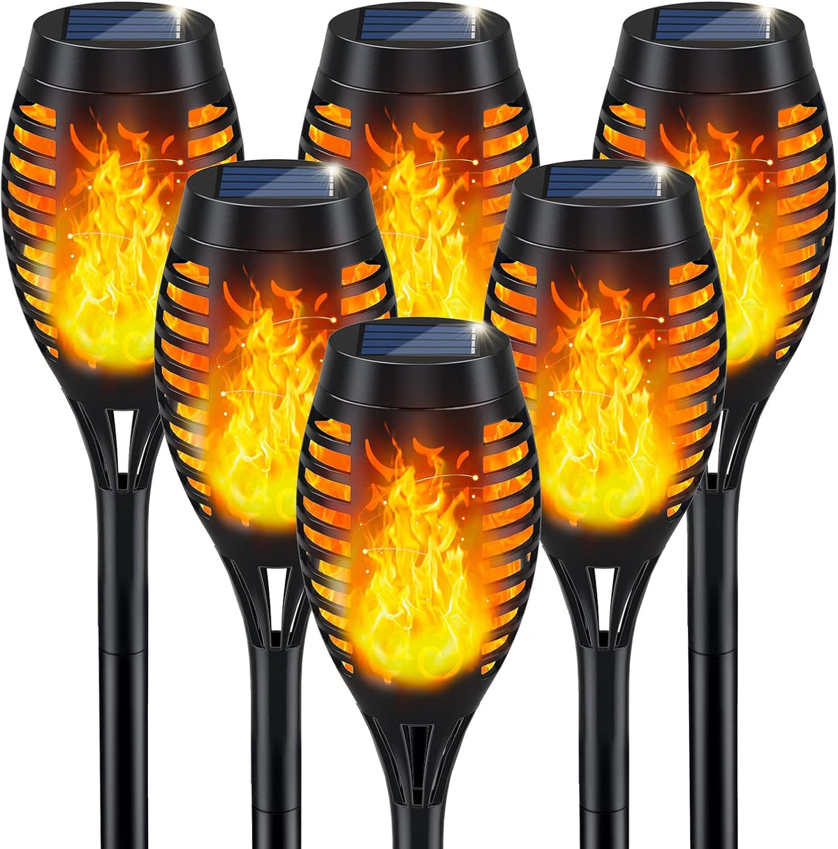 Solar Flickering Flame Torch Lights - 6 & 12 Pack Options