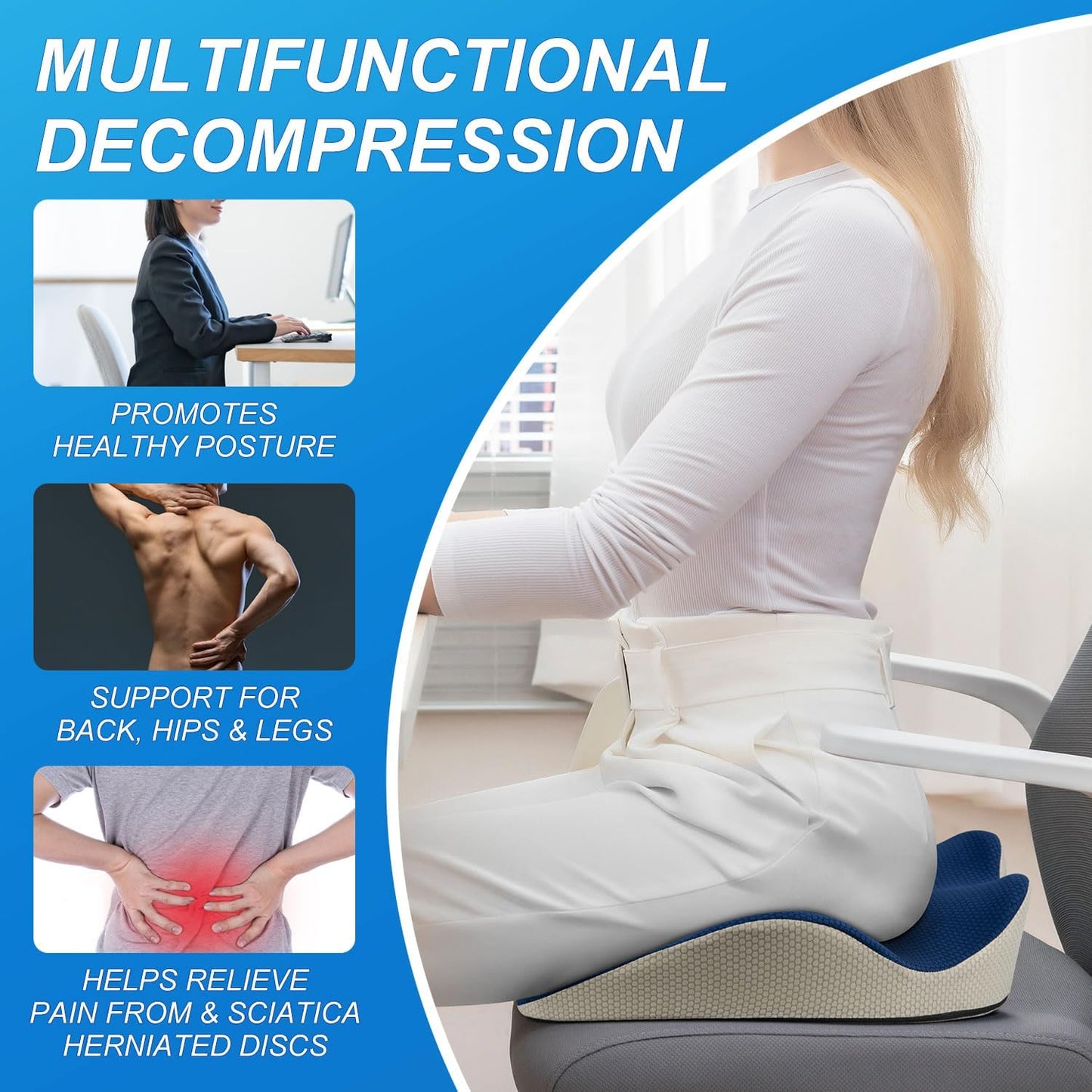 Memory Foam Seat Cushion | Ergonomic Support & Comfort