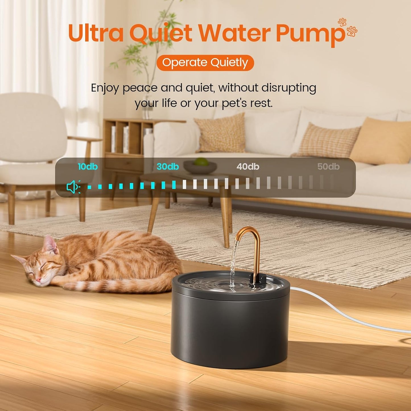 All-Ceramic Cat Water Fountain with Pure Copper Spout