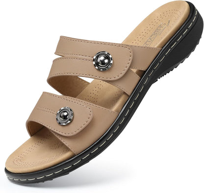 Women's Arch Support Sandals - Adjustable Wide Fit Flats