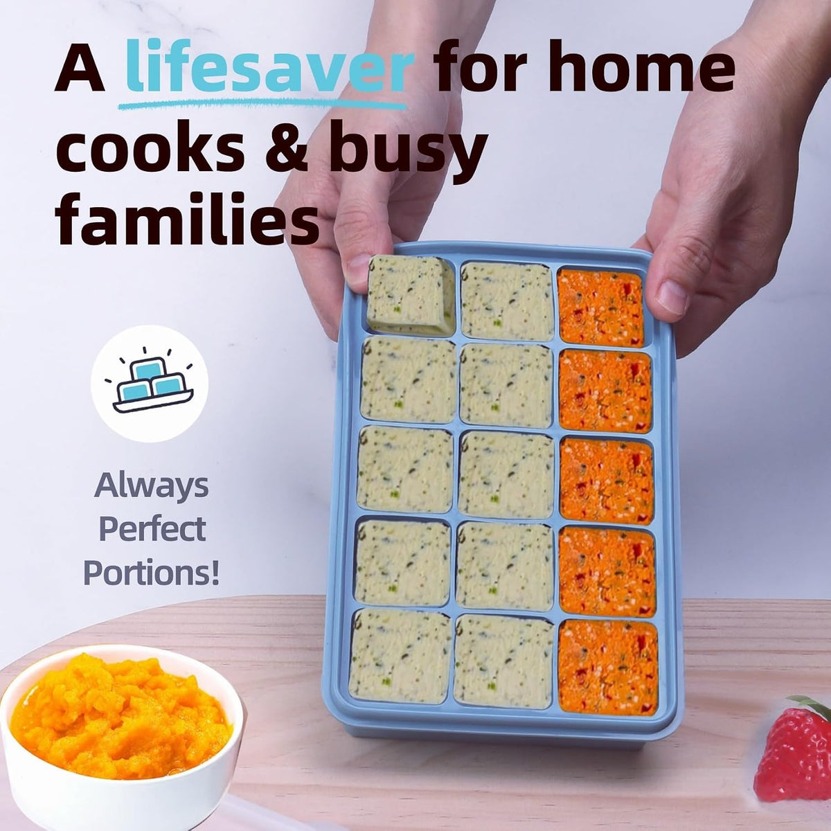 Silicone Freezer Molds Set - 4 Sizes with Lids for Meal Prep