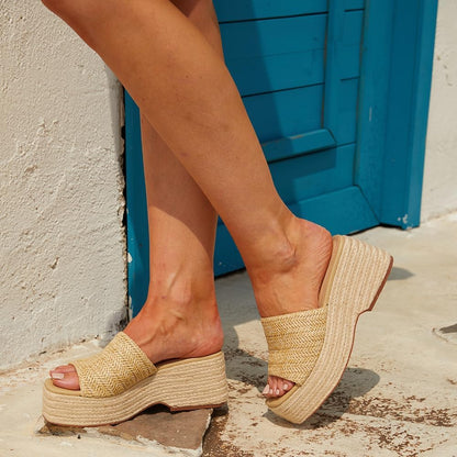 Platform Espadrille Wedge Sandals for Women | Bohemian Slides