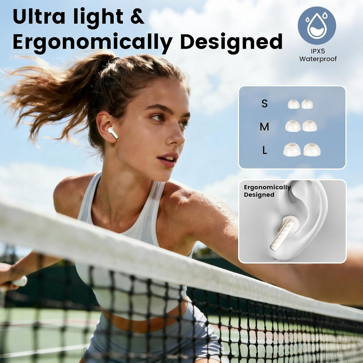 Wireless Earbuds with Smart Touch Screen & 60H Playtime