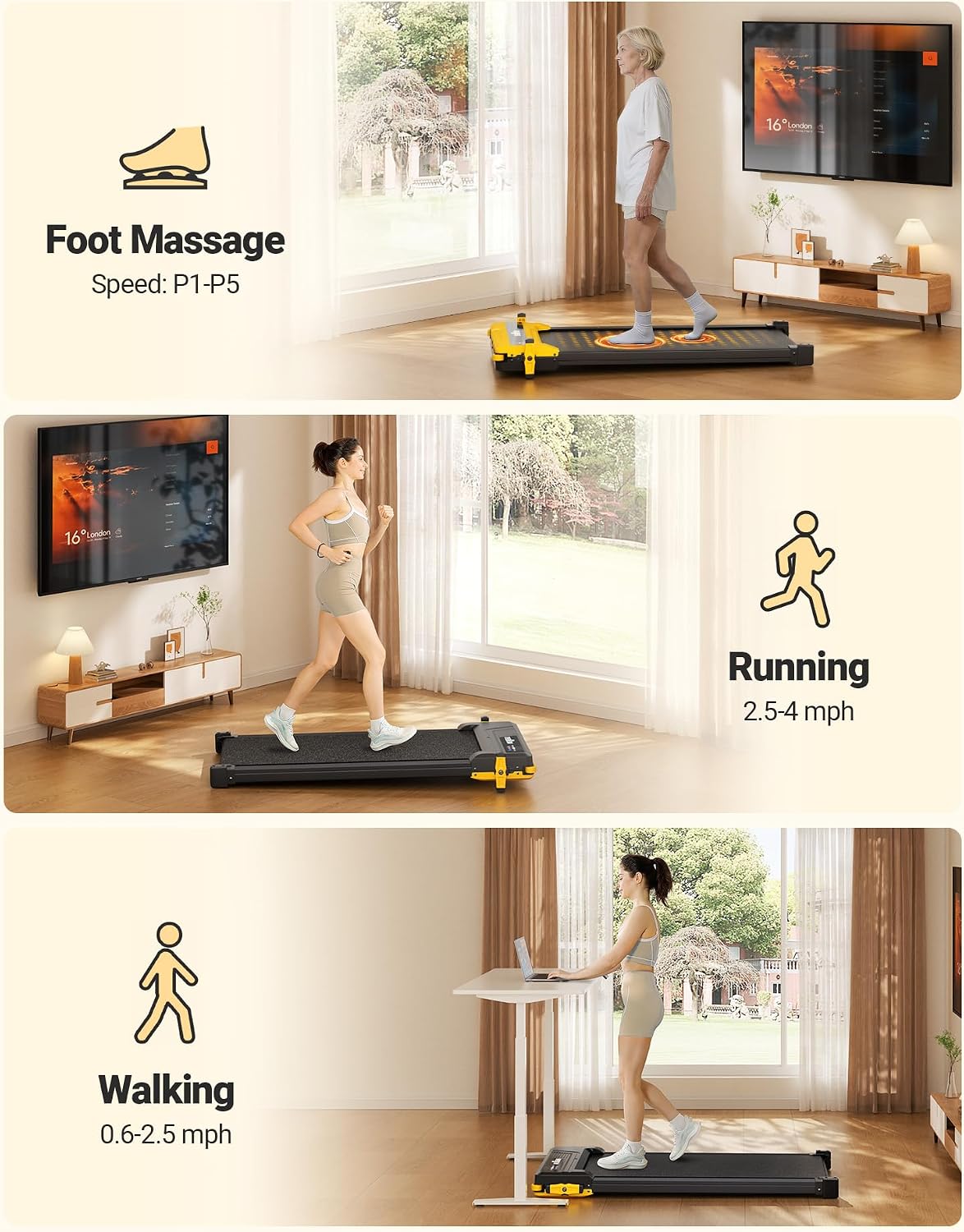 Dual-Sided Incline Massage Walking Pad with 5% Manual Incline