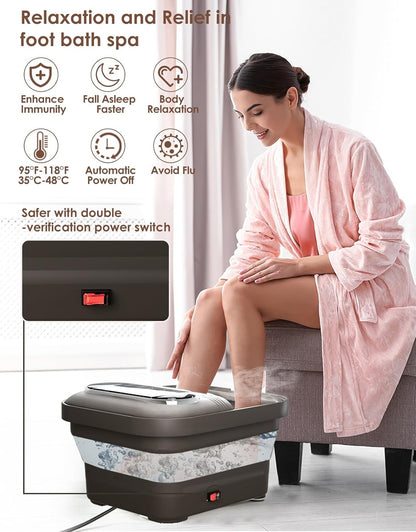 Collapsible Foot Spa with Heat, Bubbles & Massage Rollers