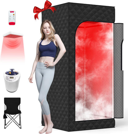 Portable Infrared Sauna with Red Light Therapy & Steam