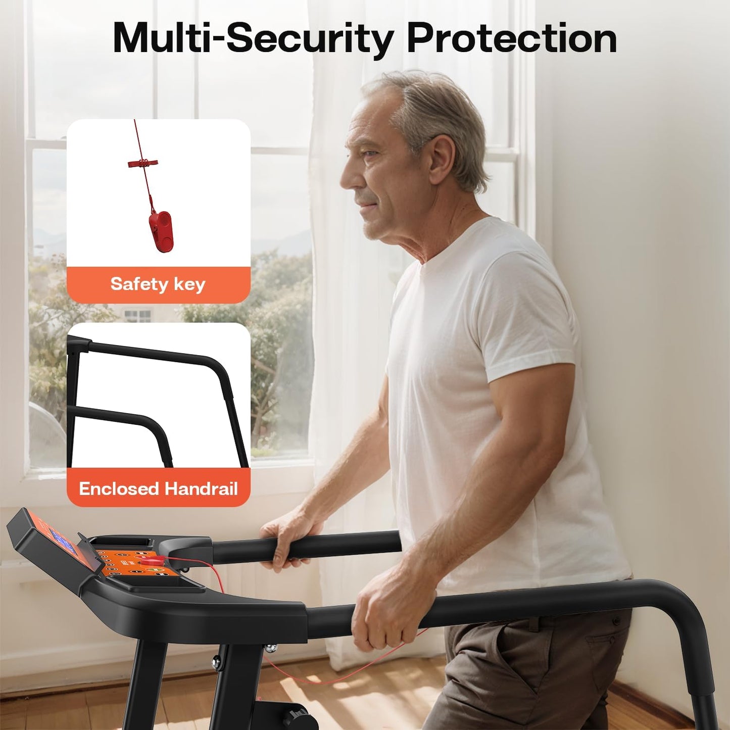 Walking Treadmill with Extended Handrails & APP Control