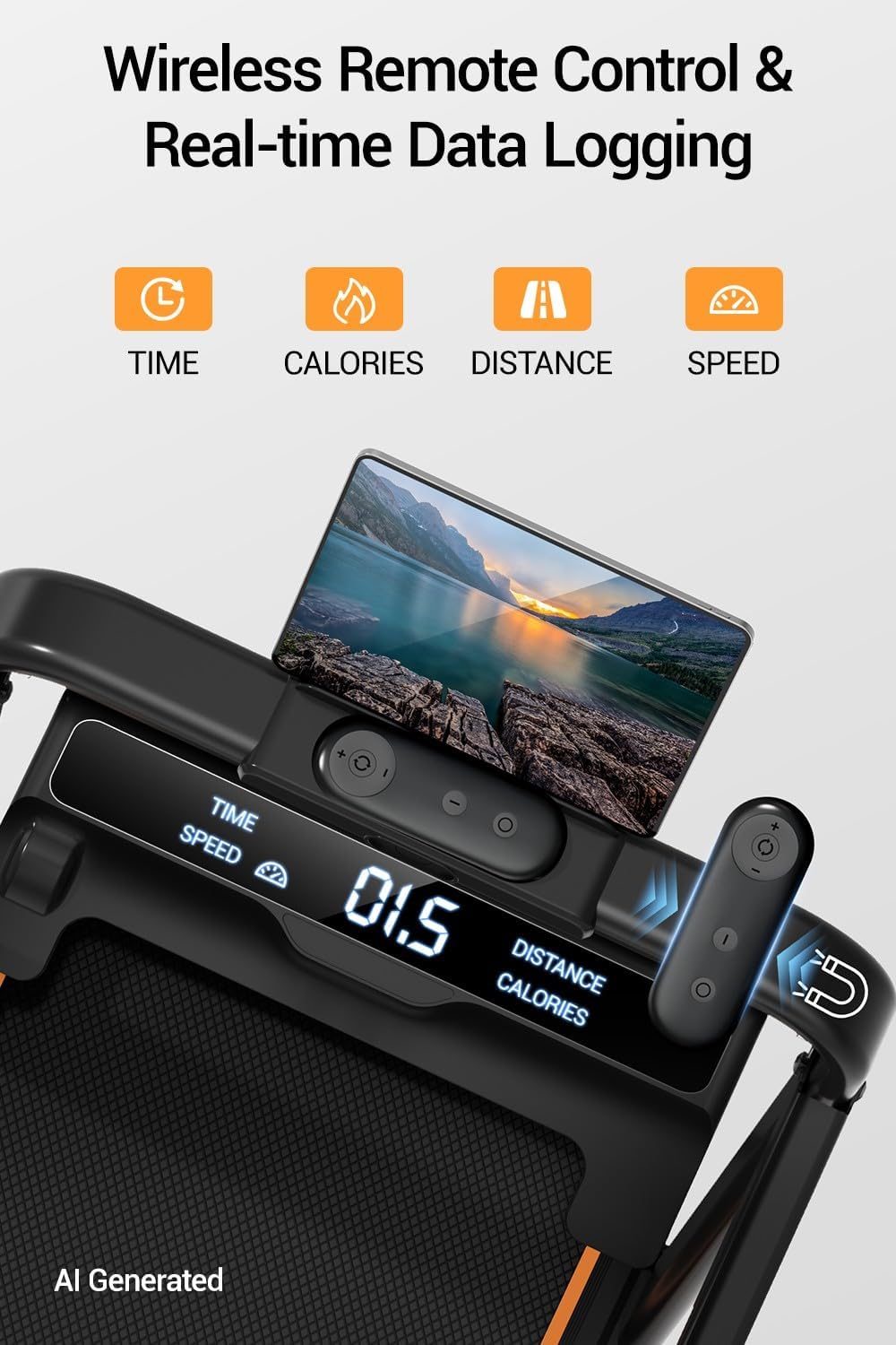 Walking Pad Treadmill with 15% Incline & Handlebar for Home