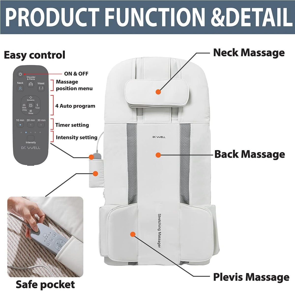 Full Body Air Cell Stretching Massage Mat with 7 Modes