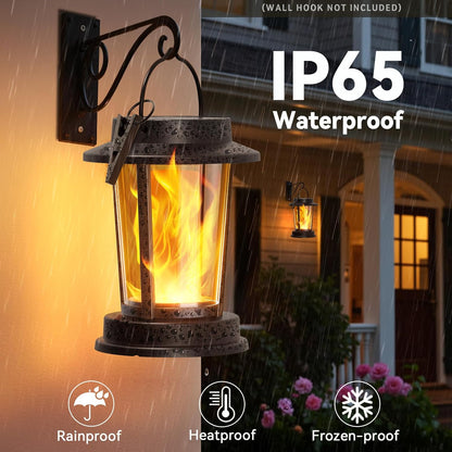 Solar Lanterns with Flickering Flame Effect - 2 or 4 Pack