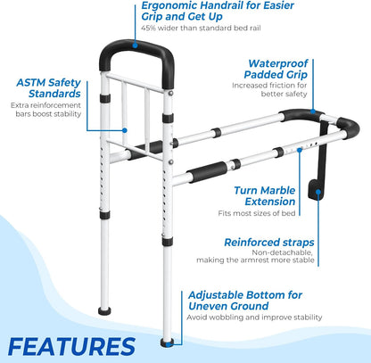 Bed Rails with 350 LB Capacity – Curved & Straight Handles