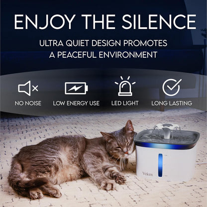 95oz Ultra-Quiet Cat Water Fountain with Multi-Stage Filtration