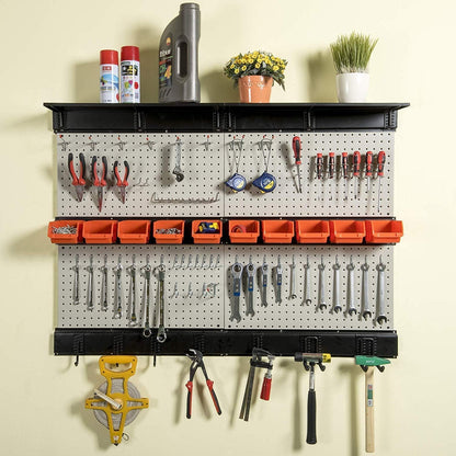 Metal Pegboard Wall Organizer 48x36 inch with Hooks & Bins