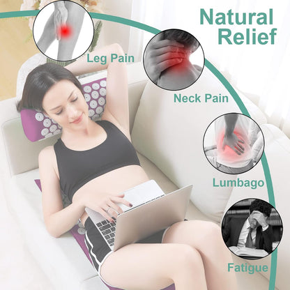 Acupressure Mat & Pillow Set with Carry Bag