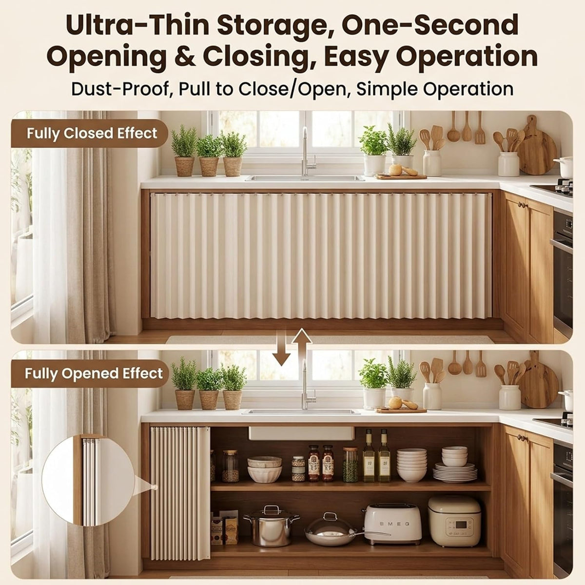 Under Sink Cabinet Curtain | No-Drill Blackout Privacy Shade