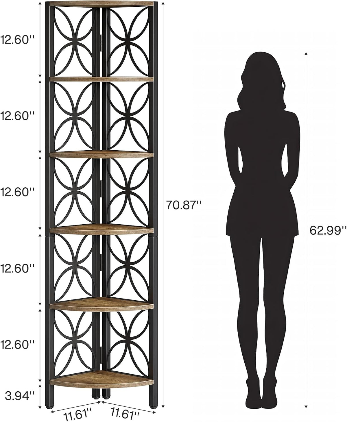 6-Tier Corner Shelf - Space-Saving Vertical Storage Tower