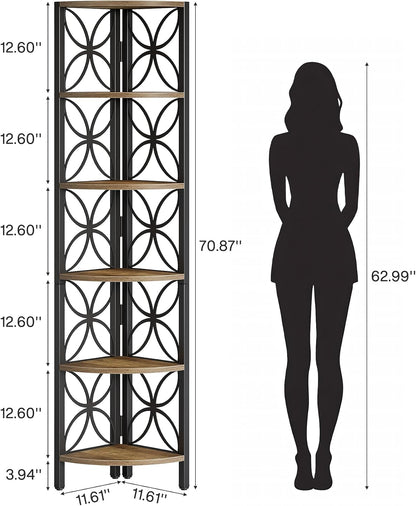 6-Tier Corner Shelf - Space-Saving Vertical Storage Tower