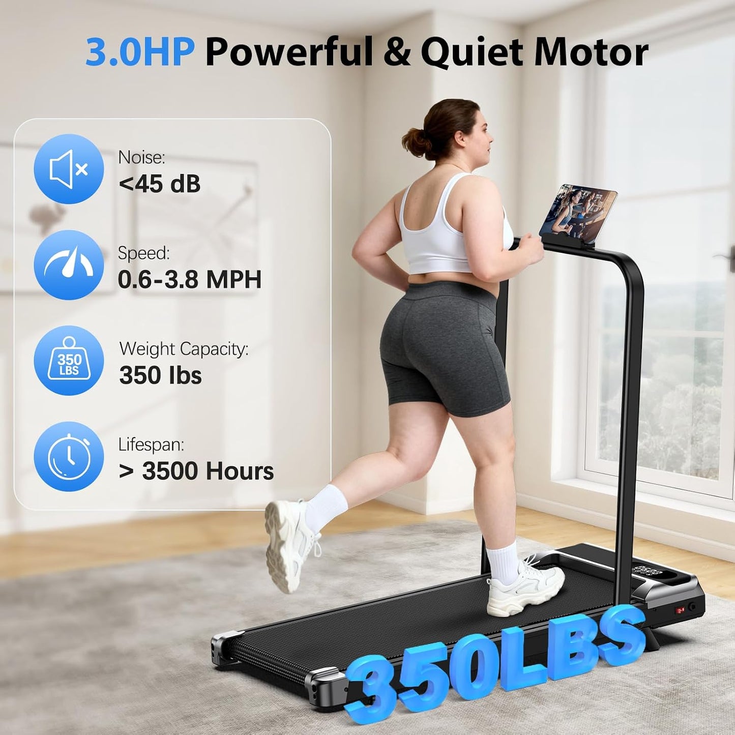 Portable Foldable Treadmill for Home & Office | 300 LBS Capacity