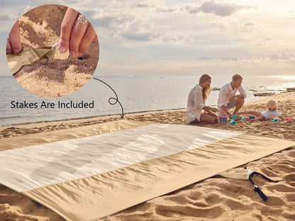 Extra Large Sandproof Waterproof Beach Blanket with Stakes